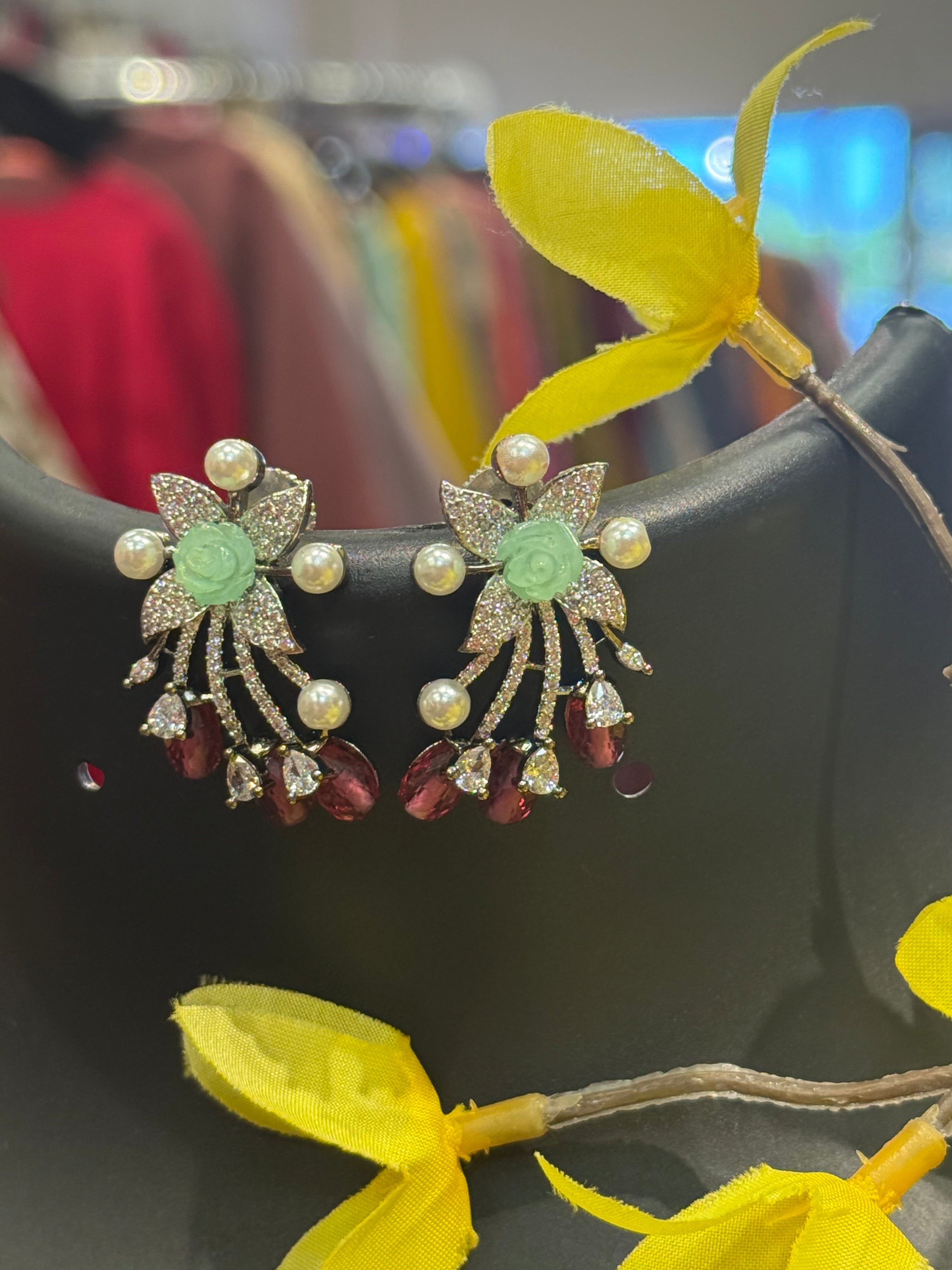 CZ Fancy Earrings-Party Wear Earrings