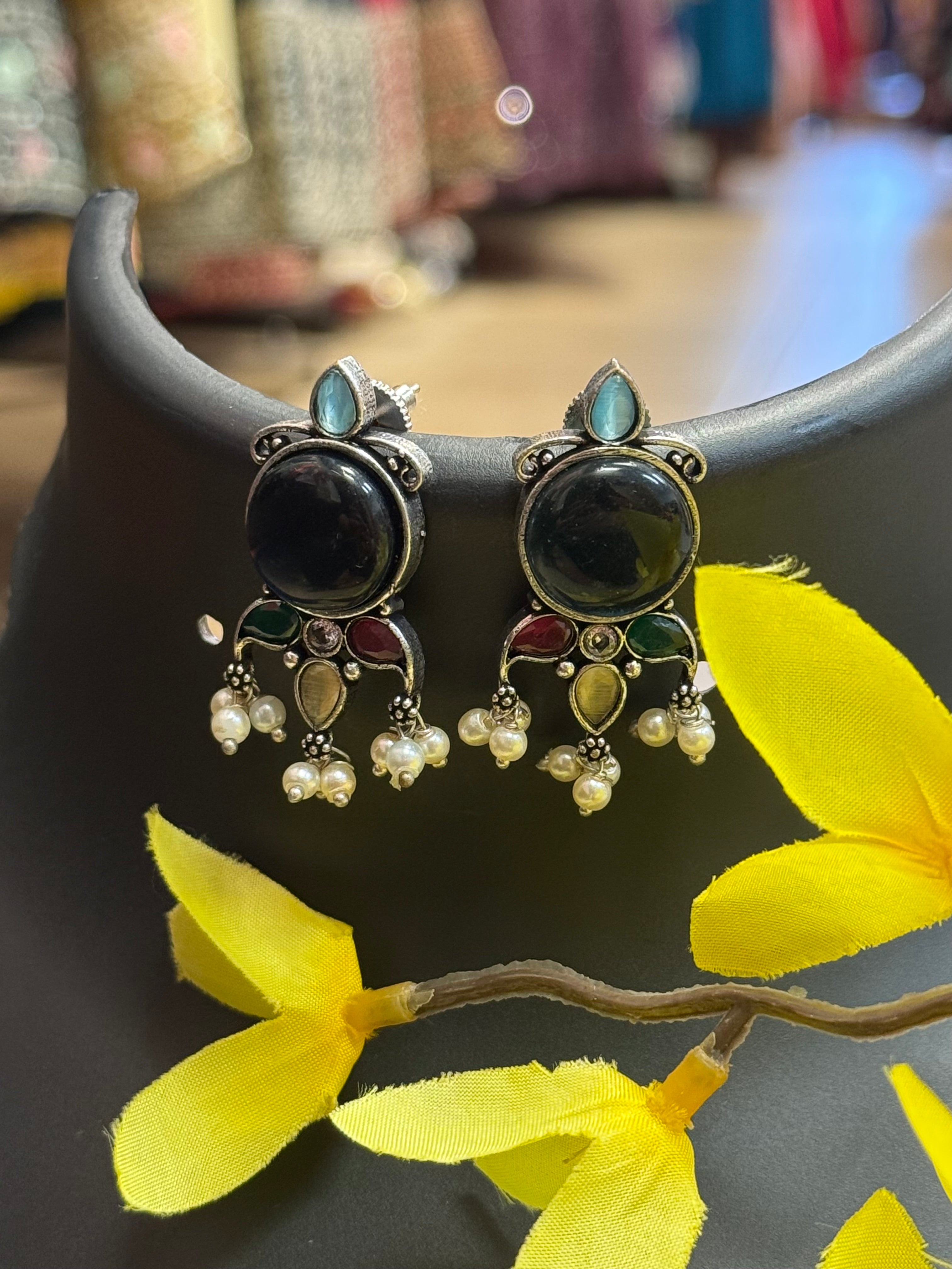 Colorful - German Silver Earrings