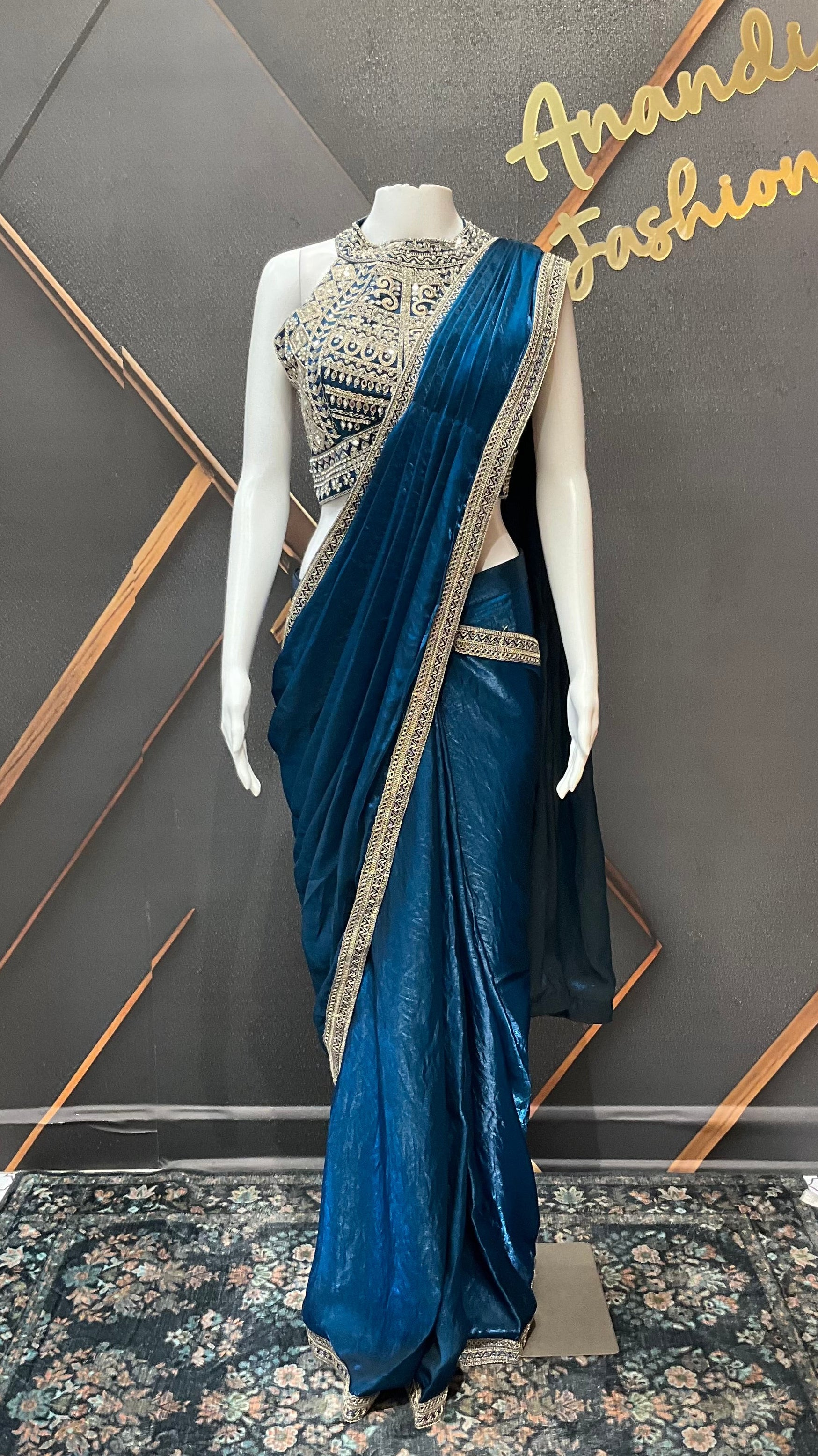 Blue Ready to Wear Party wear saree