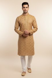 Chikku/Light Brown Color Rayon Chikankari Men’s wear Kurta set