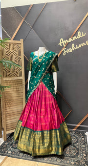 Semi Gadwal Silk Half saree/Lehenga set - Girls - Half Saree - Anandi Fashions