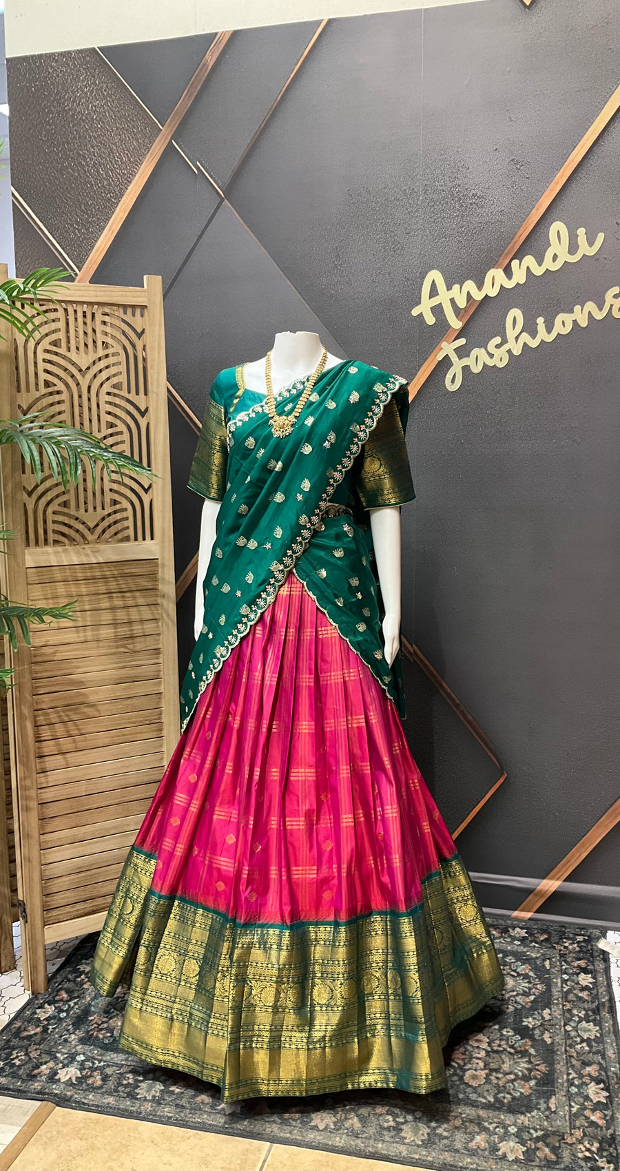 Semi Gadwal Silk Half saree/Lehenga set - Girls - Half Saree - Anandi Fashions