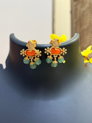 Coral Capsule- Necklace set with Pumpkin Beads