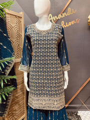 Teal Blue Party Wear Sharara set