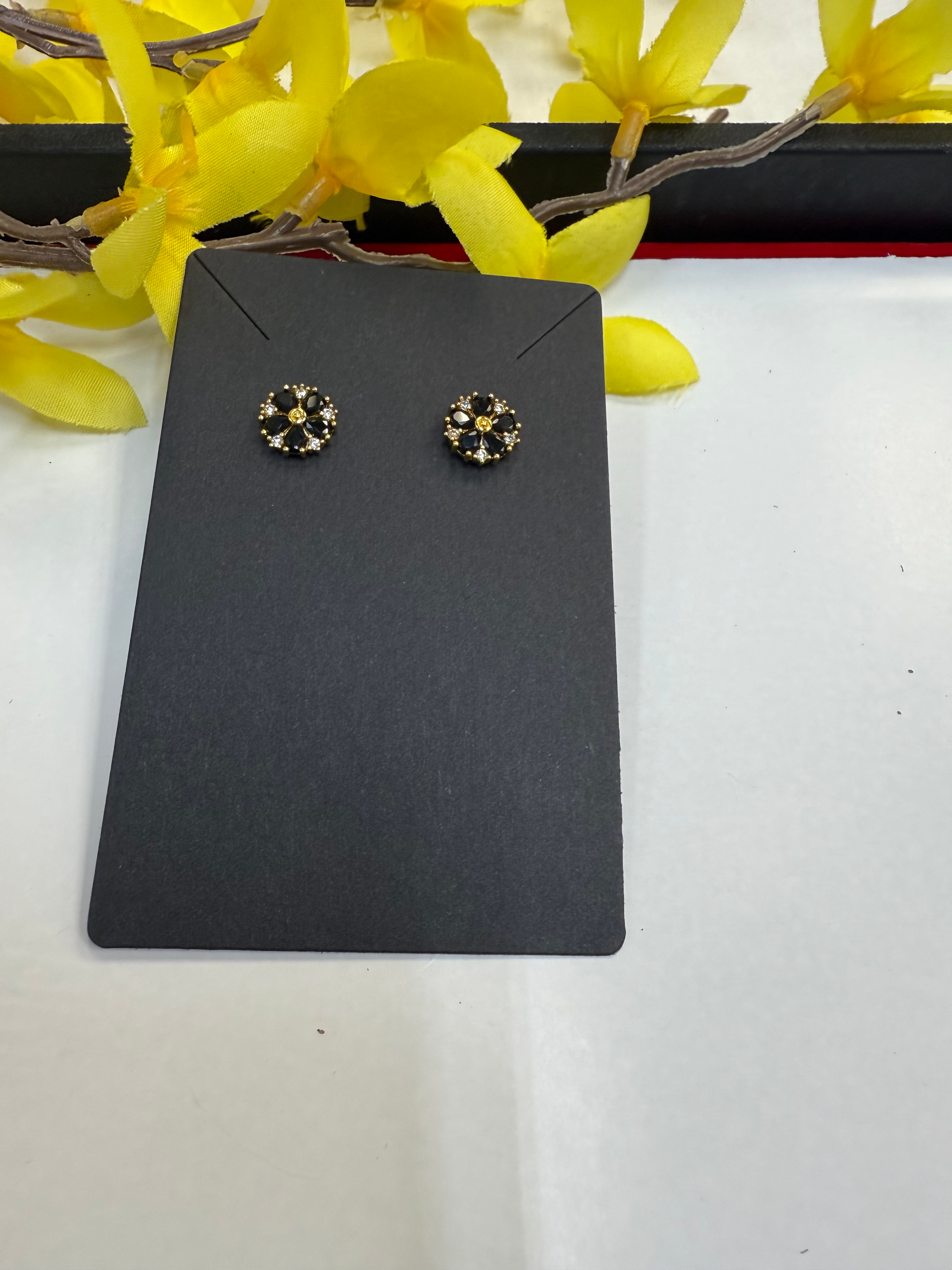Flower Stud Earrings - AD stones image 6