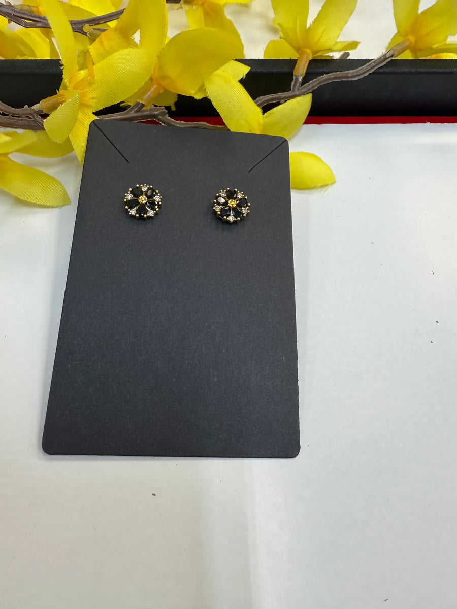 Flower Stud Earrings - AD stones