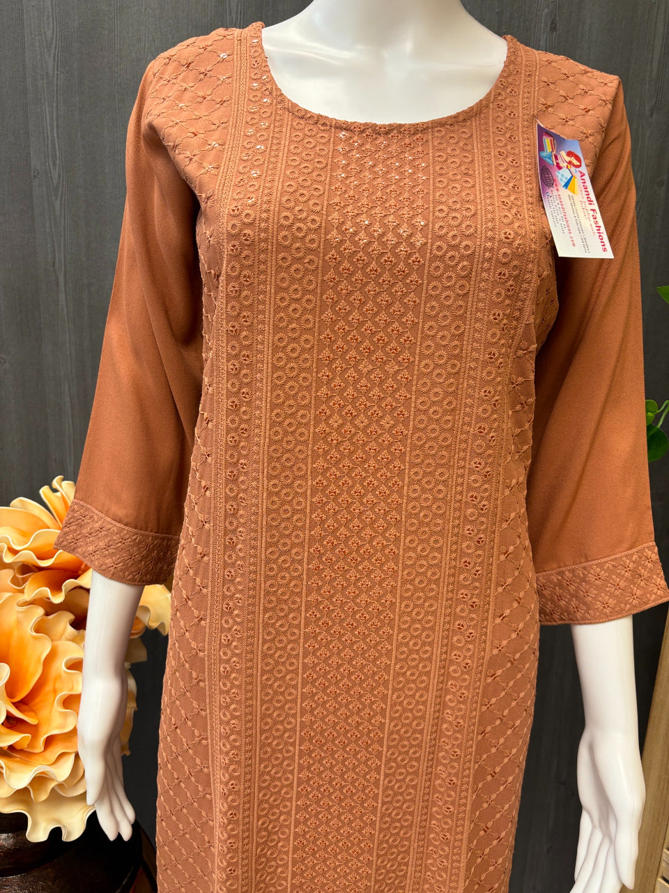 Elegant Chikankari Kurti with Matching Pants image 1