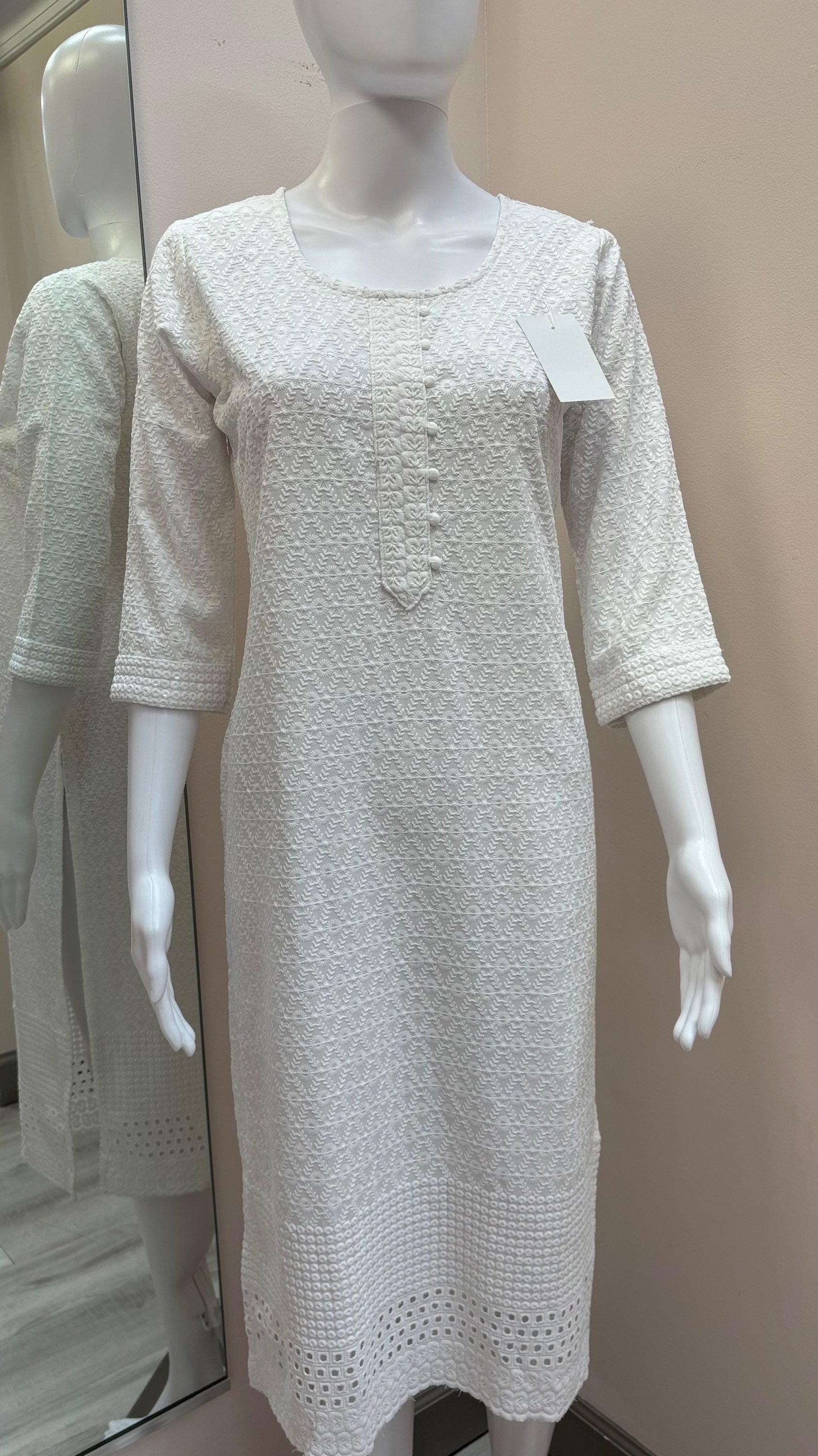 Chikankari Rayon Kurtis - Soft rayon Kurtis with sequence work image 9