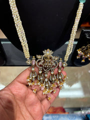 Pearl Long Necklace set with Goddess Lakshmi Pendant set