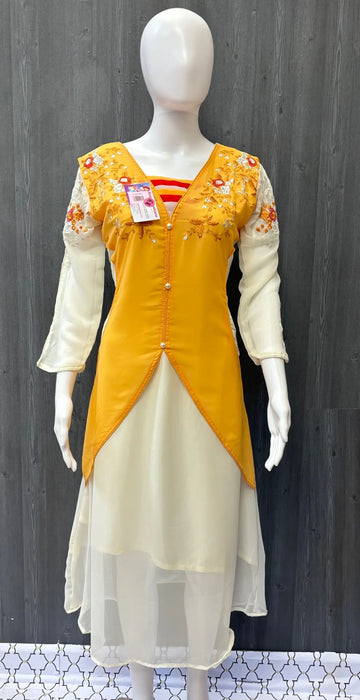 Half white Kurti with Embroidery work Size 36