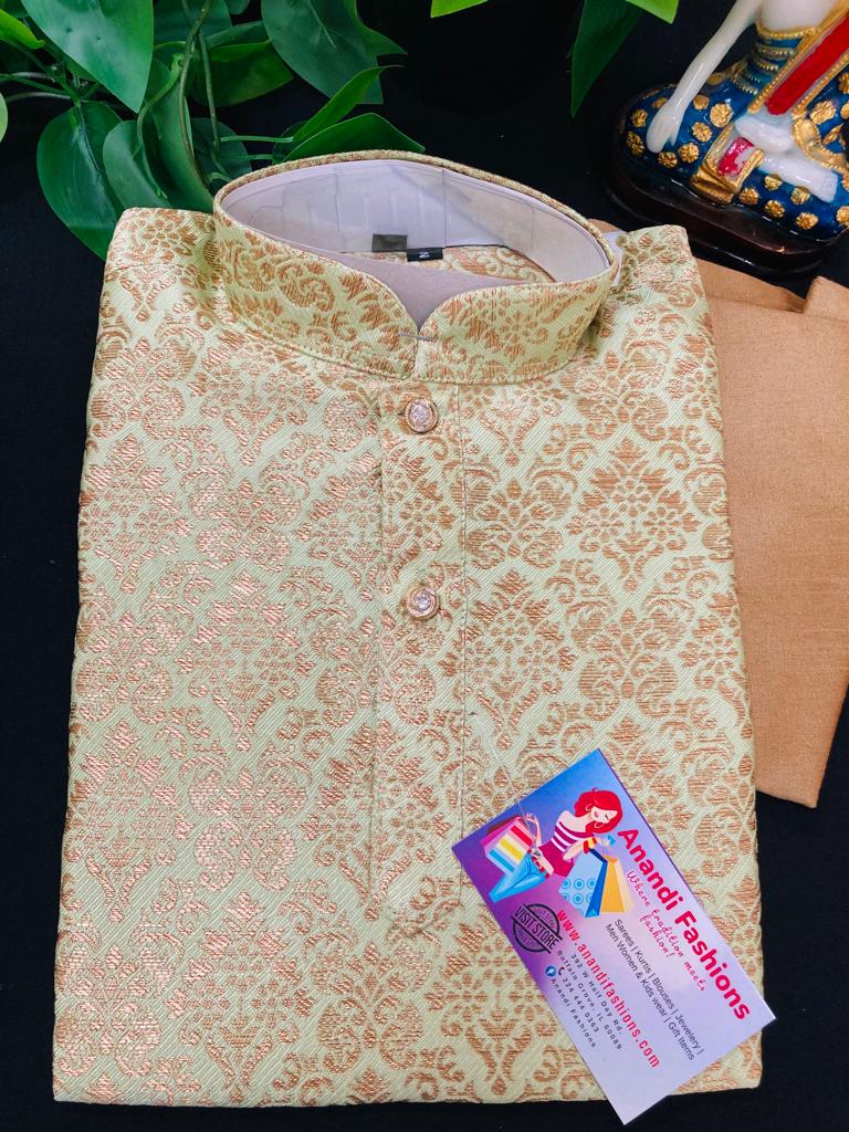 Boys Kurta Set - Light Green Boys Brocade kurta set size 2 image 0