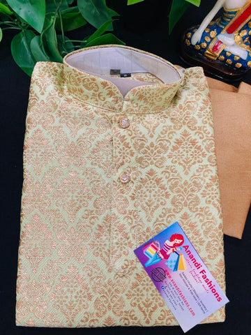 Boys Kurta Set - Light Green Boys Brocade kurta set size 2