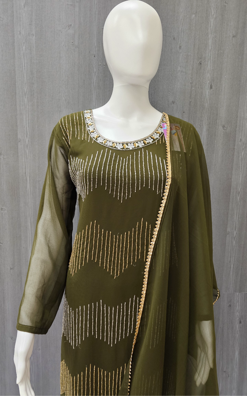 Indian Palazzo Suits - Party Wear Palazzo Top with Bead Work- Size 40/US S image 4
