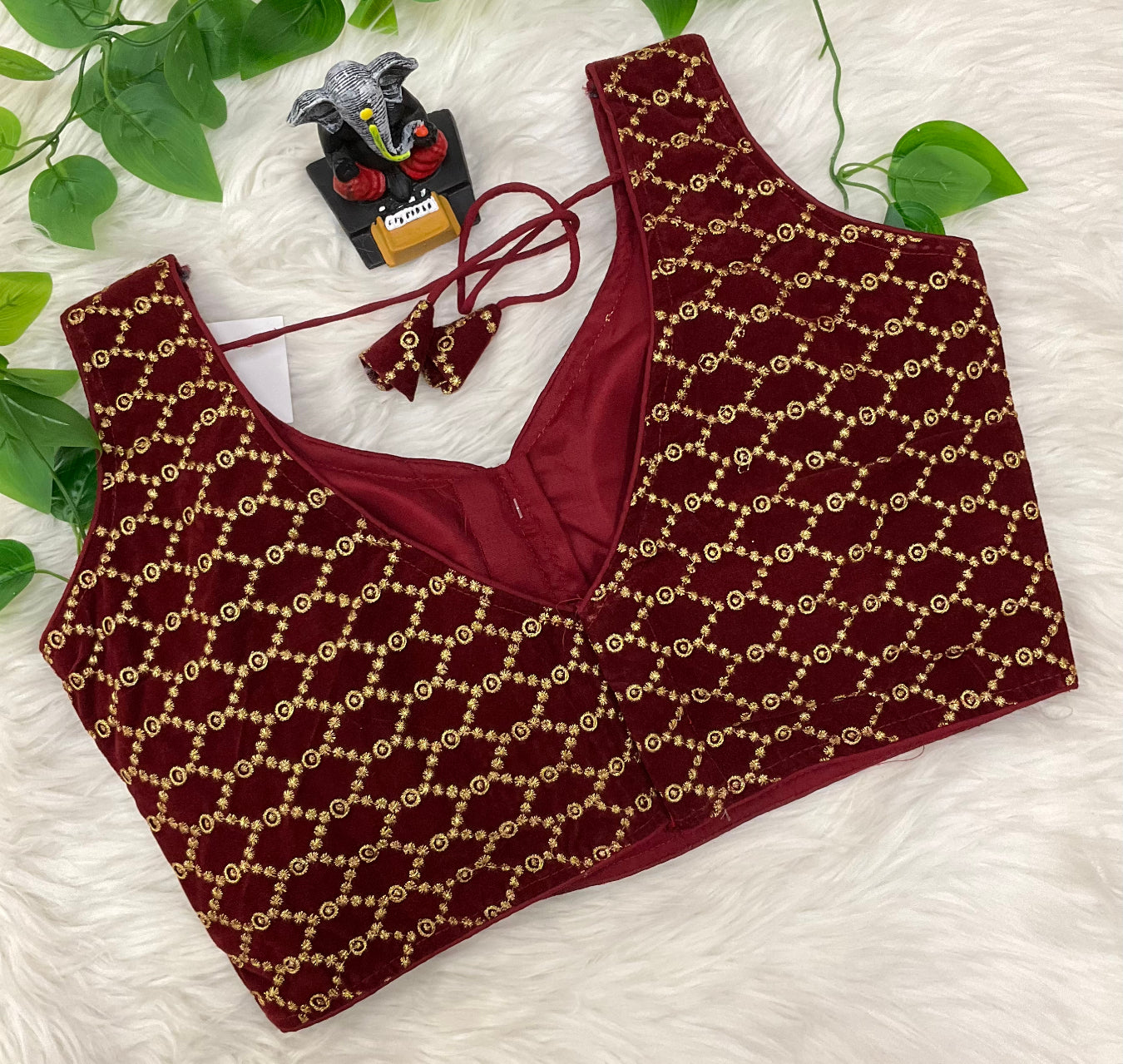 Maroon Velvet Sleeveless Blouse- Size 38(fits up to 40) image 1