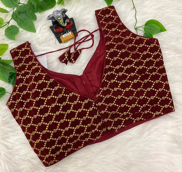 Maroon Velvet Sleeveless Blouse- Size 38(fits up to 40)
