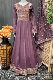 Long Sleeve Dress - Premium Quality Purple Dress with Embroidery - Size 40/US S