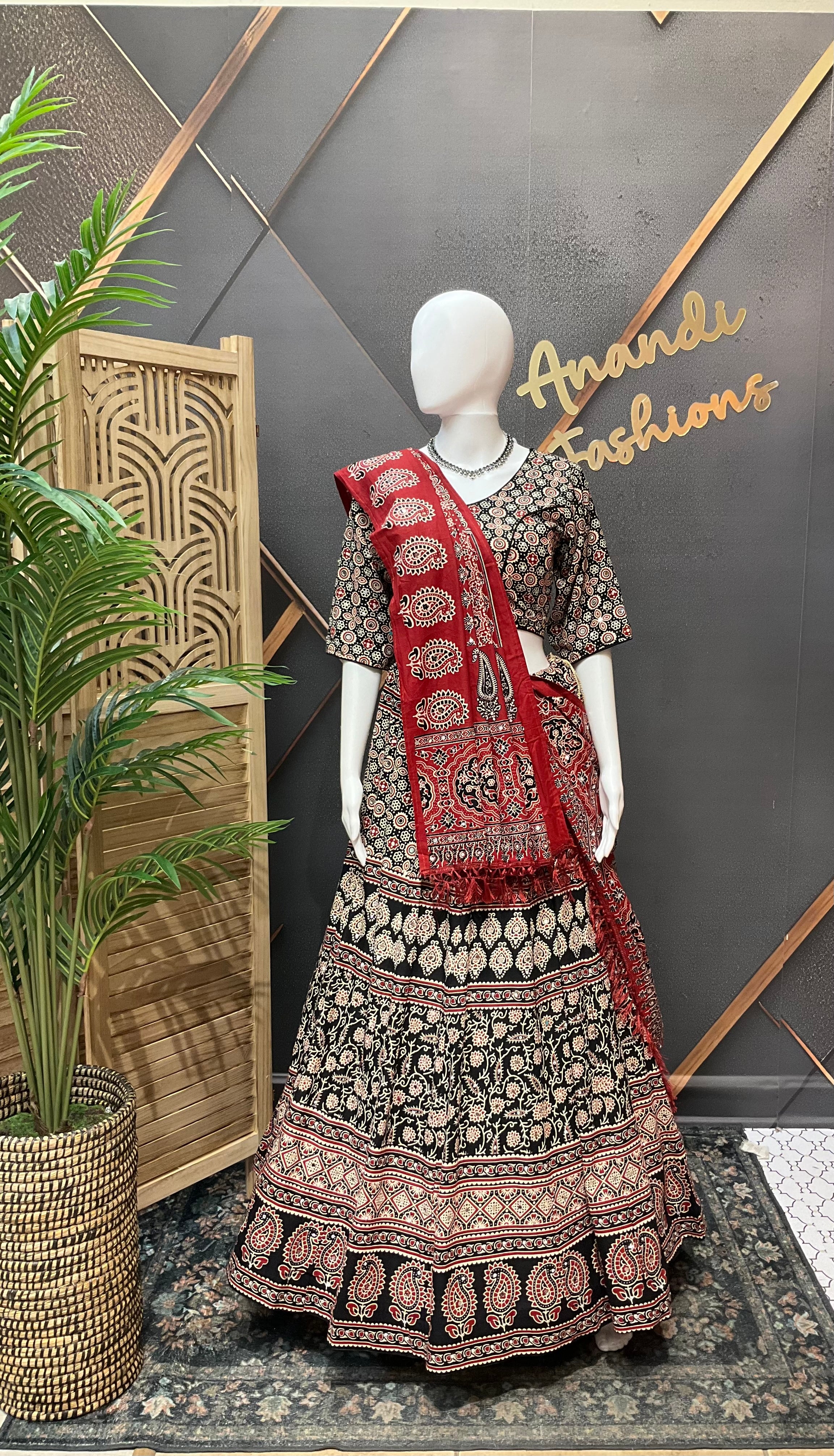 Ajrakh Print Pure Cotton Chaniya choli set