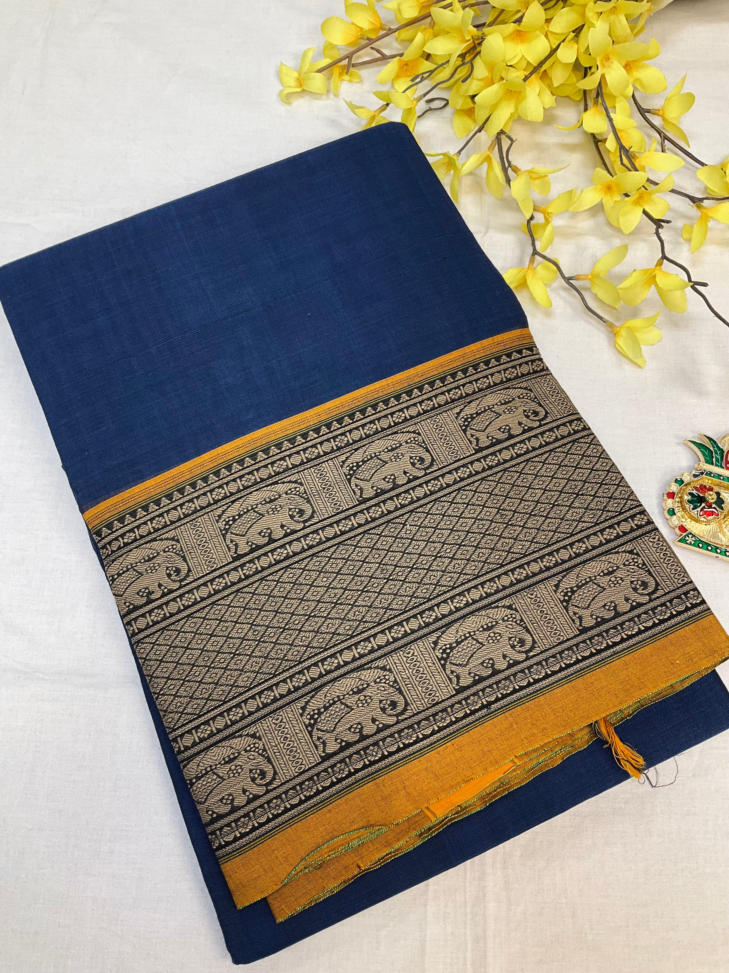 Navy blue narayanpet handloom saree