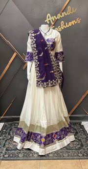 White and Purple  Pure Cotton Chaniya Choli set