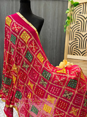 Phulkari Dupatta with Real Mirror Work - Traditional Embroidery