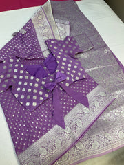 Lavender Georgette Benarasi saree with Stitched Blouse
