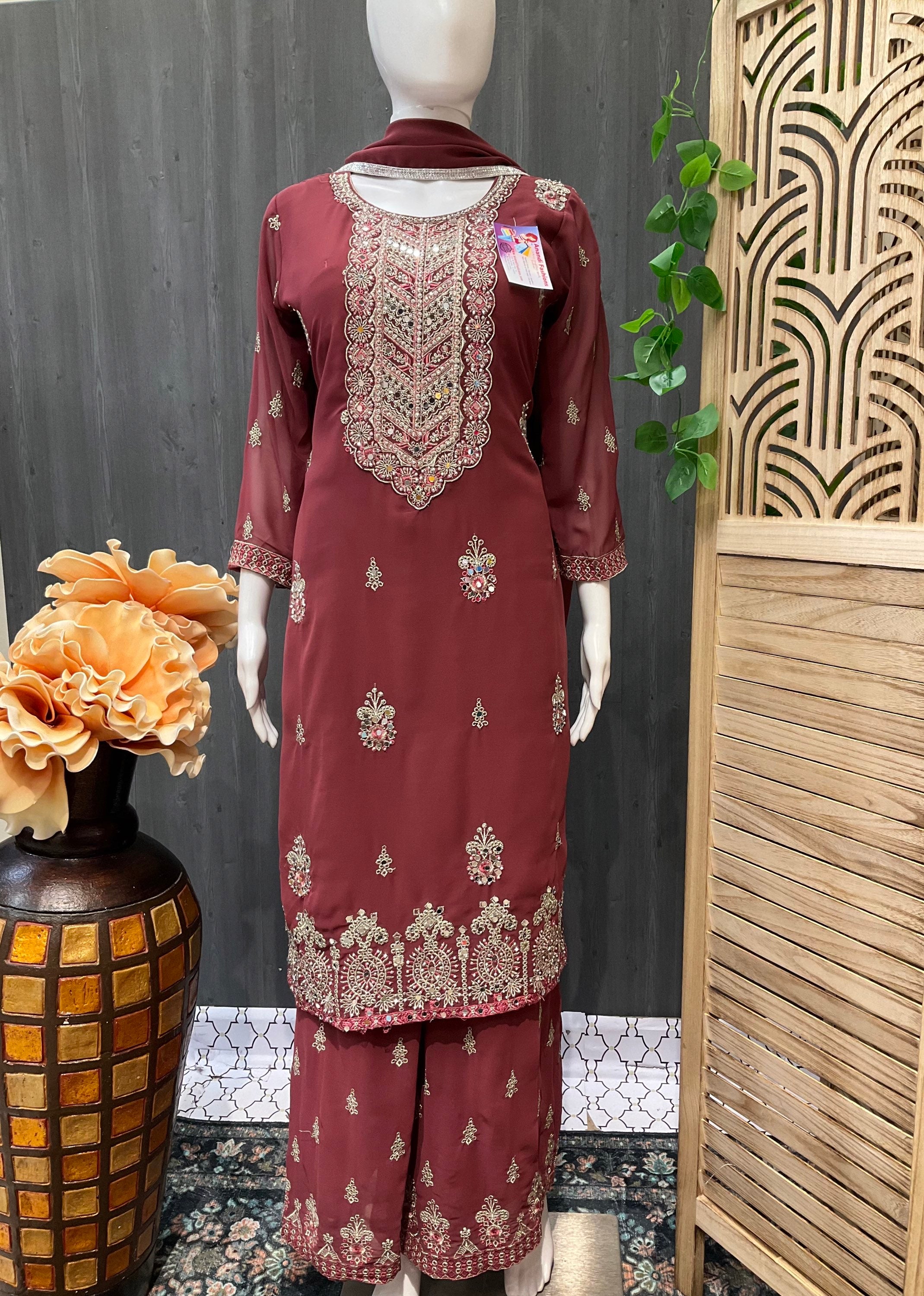 Onion Pink Color Sharara set -size 40 image 0