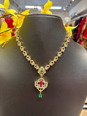 Multicolor Stones CZ Necklace set with small Pendant