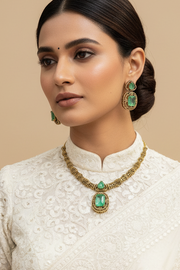 Victorian Necklace set with Mint Green