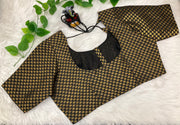 Front opening Black brocade blouse