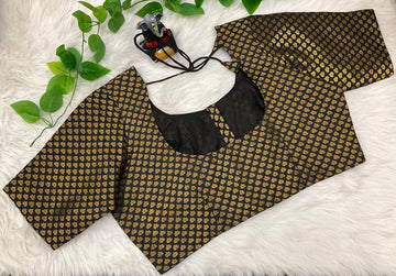 Front opening Black brocade blouse