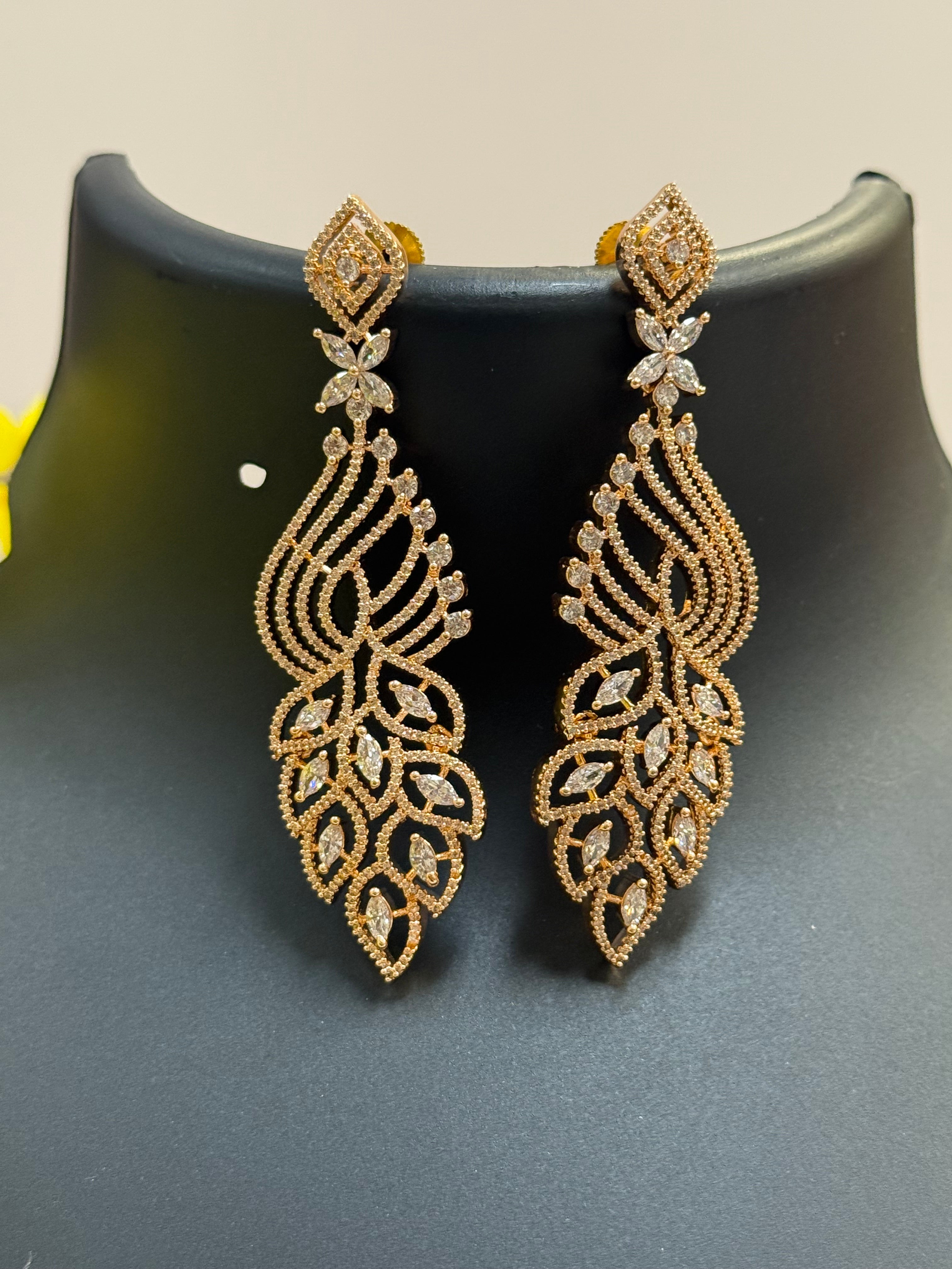 Party Wear Rose Gold Earrings