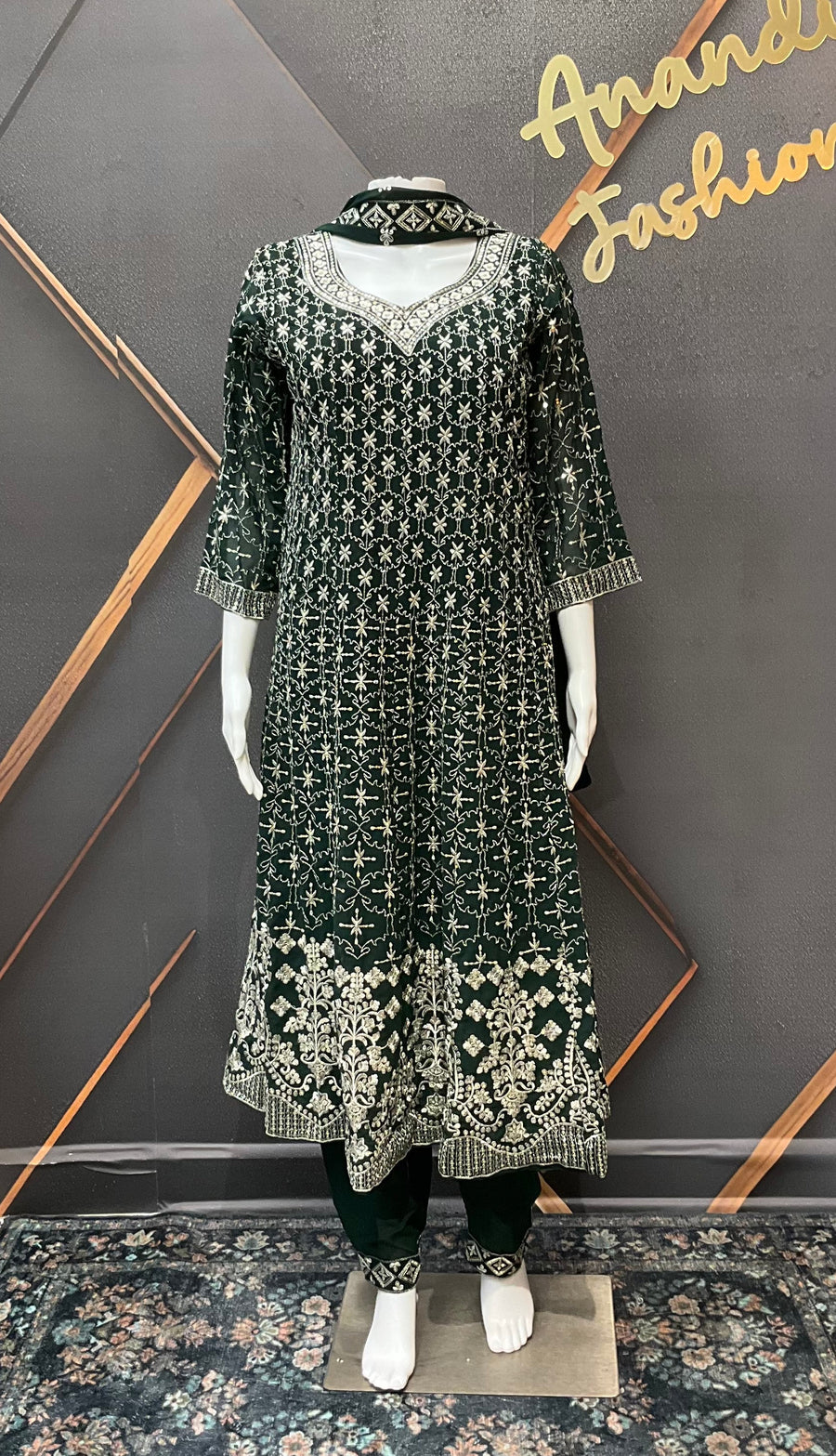 Green Georgette Anarkali Model Party Wear Kurti set
