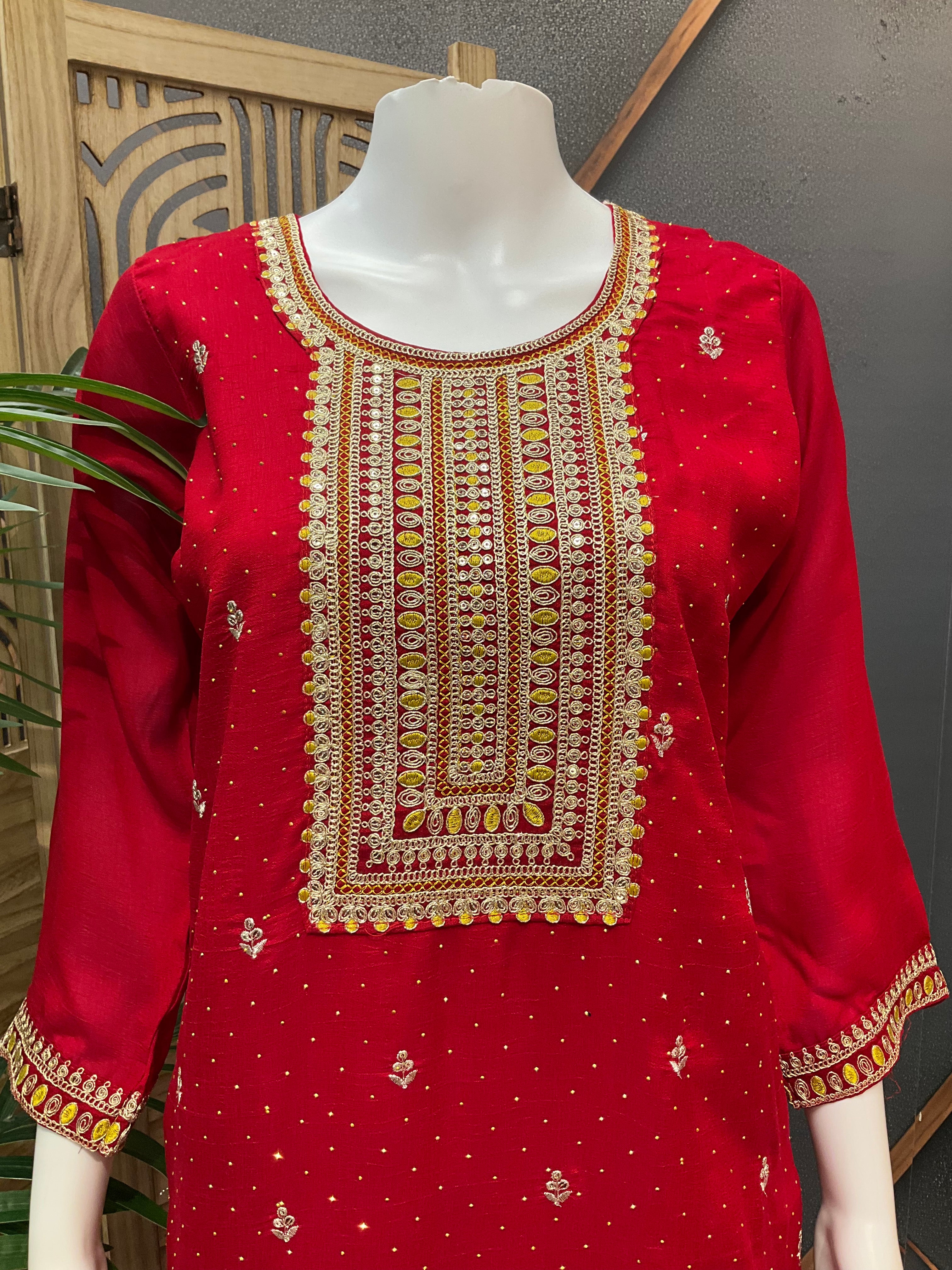 Size 38-Party Wear Chudidhar/Kurti sets with contrast dupatta