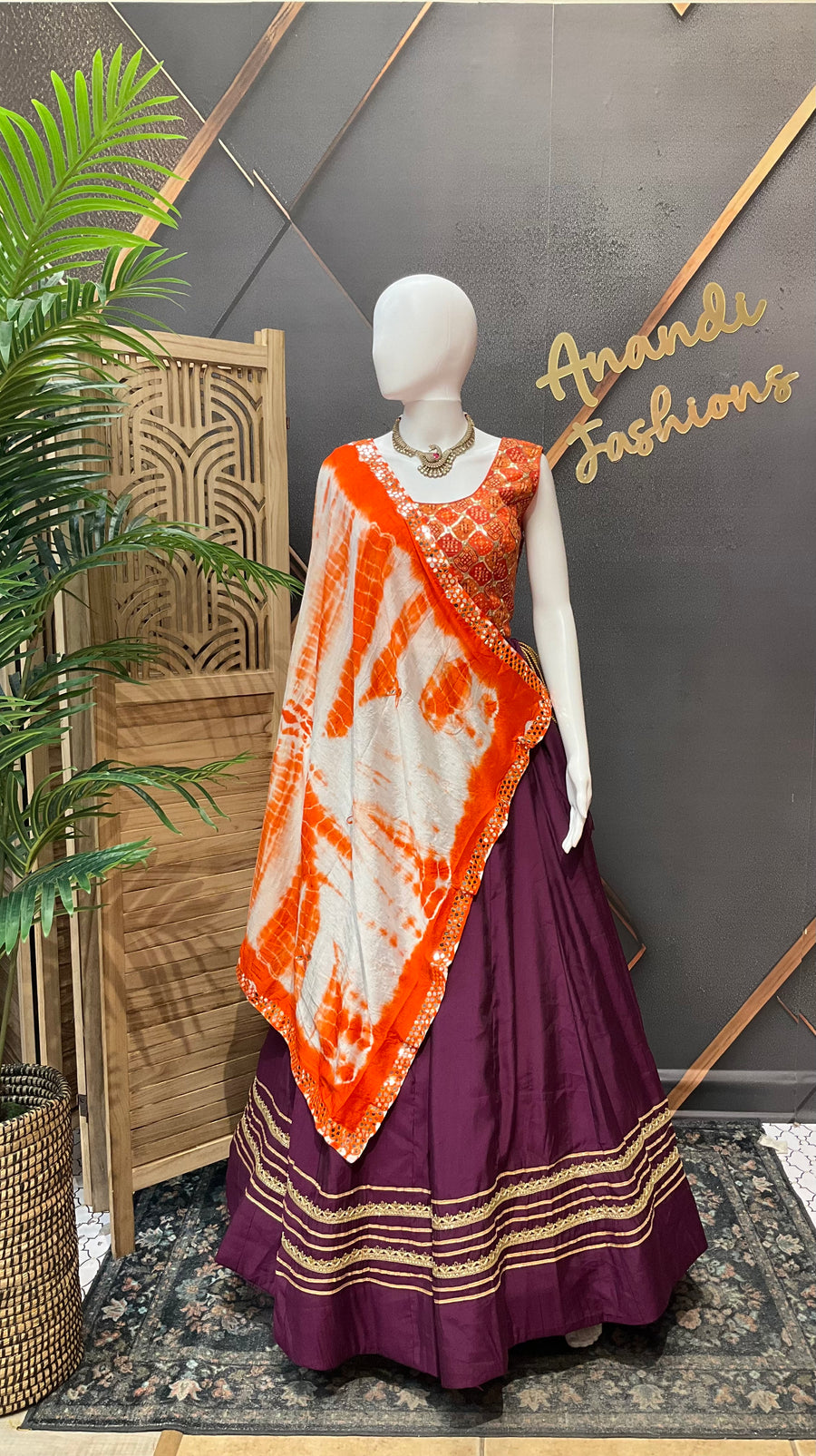 Mix & Match Purple & Orange Lehenga /Chaniya choli set