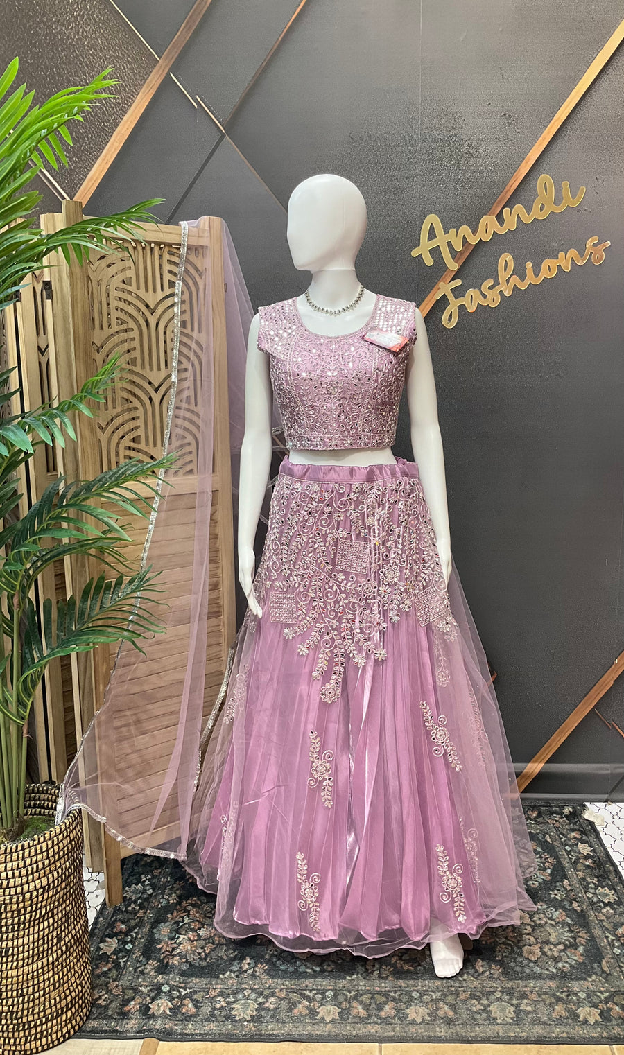 Heavy Work Lavender Lehenga set