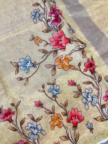 Tissue saree with applique work