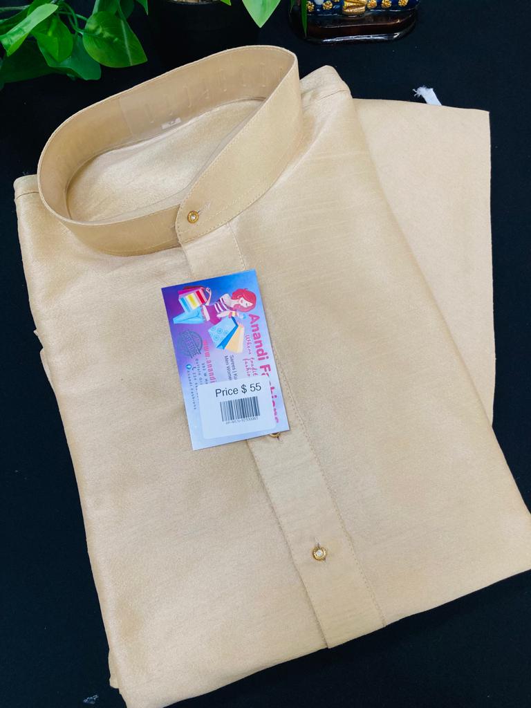 Mens Kurta Pajama Set - Simple and Elegant Cream Color Kurta Set image 0