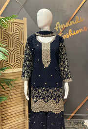 Plus Size Party Wear Navy Blue Sharara set