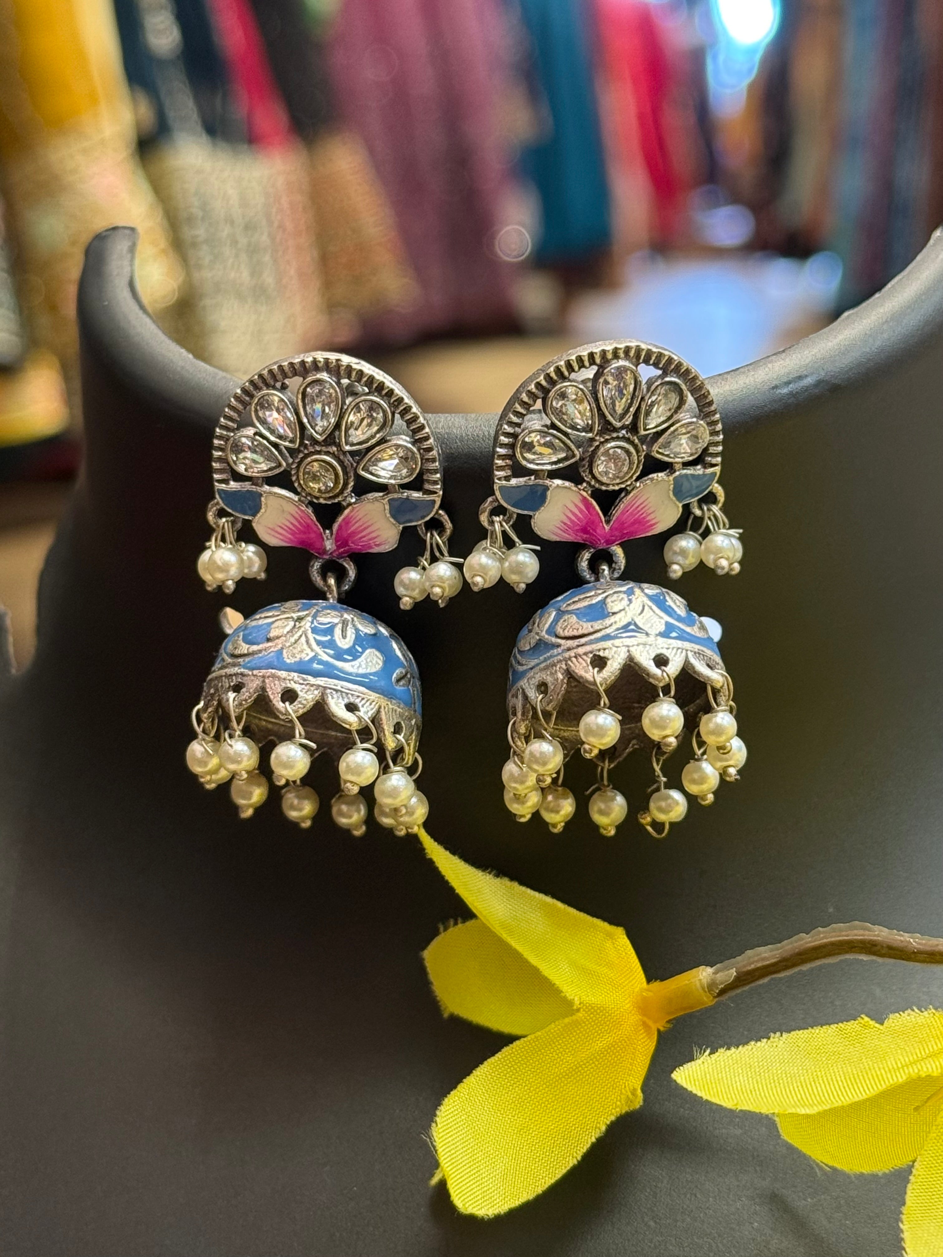 Meenakari Painting Hand Painting Jhumkas /Earrings
