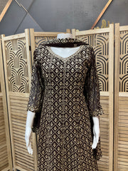 Brown Georgette Anarkali Model Party Wear Kurti set
