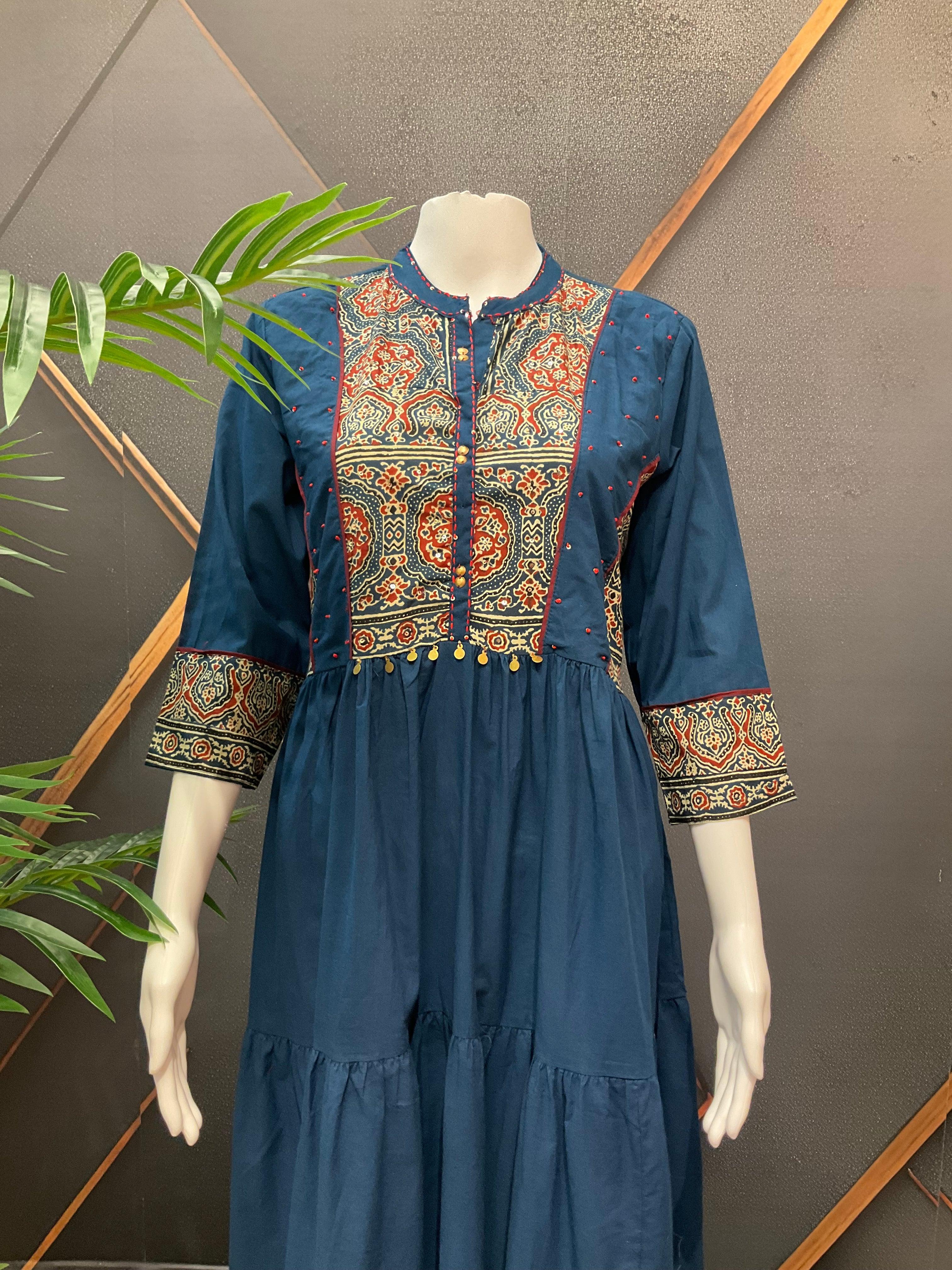 Pure Cotton Long Kurti with Kalamkari print