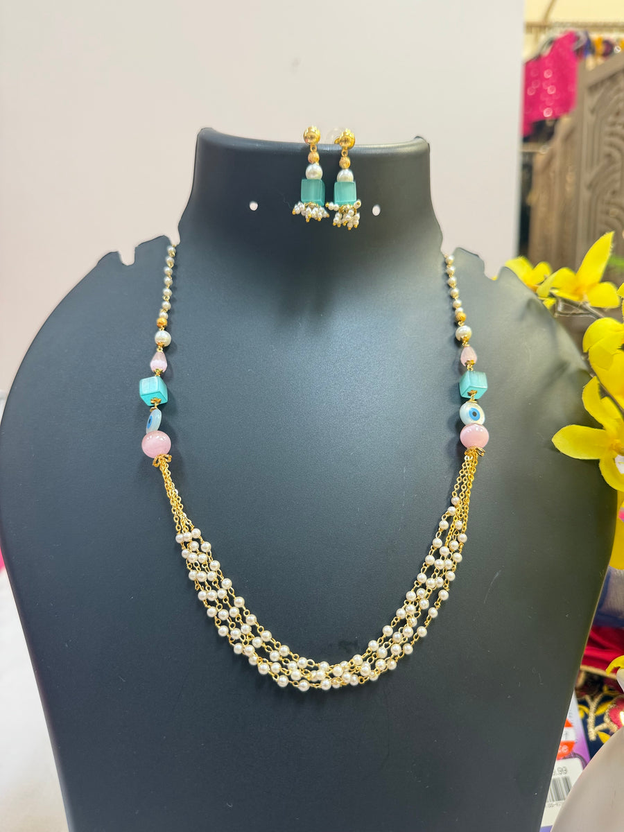 Pastel beads Mala set with Evil Eye