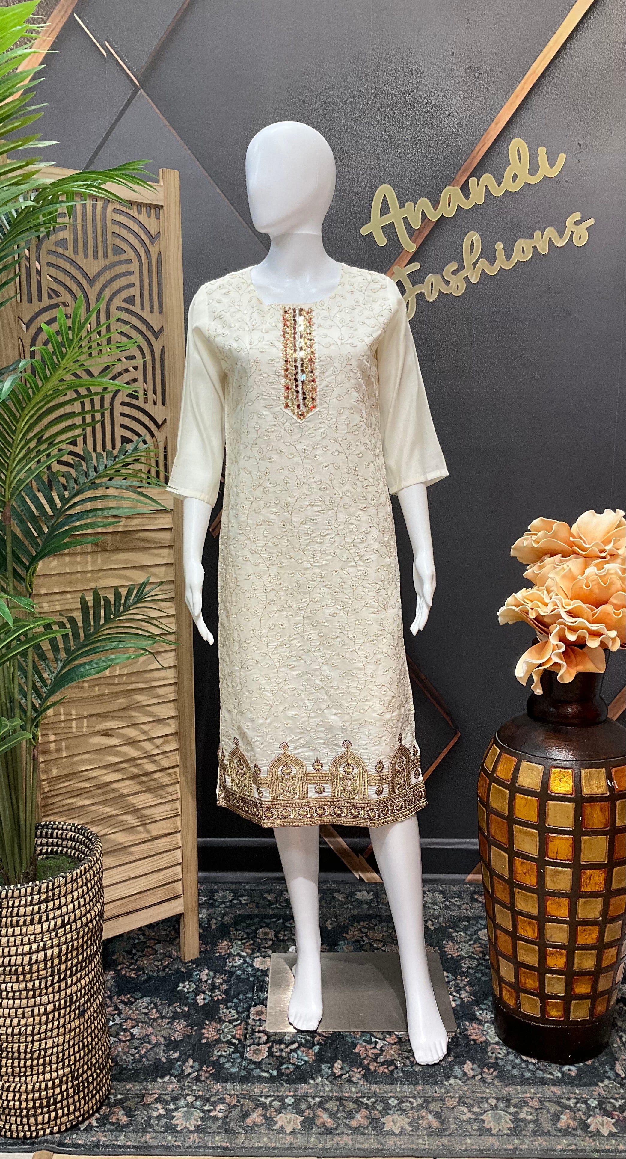 Half White Kurti