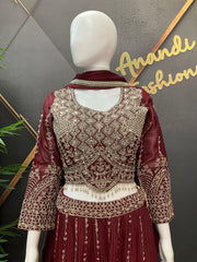 Shimmery Lehenga Set with Heavy Work - Dark Color Party Wear