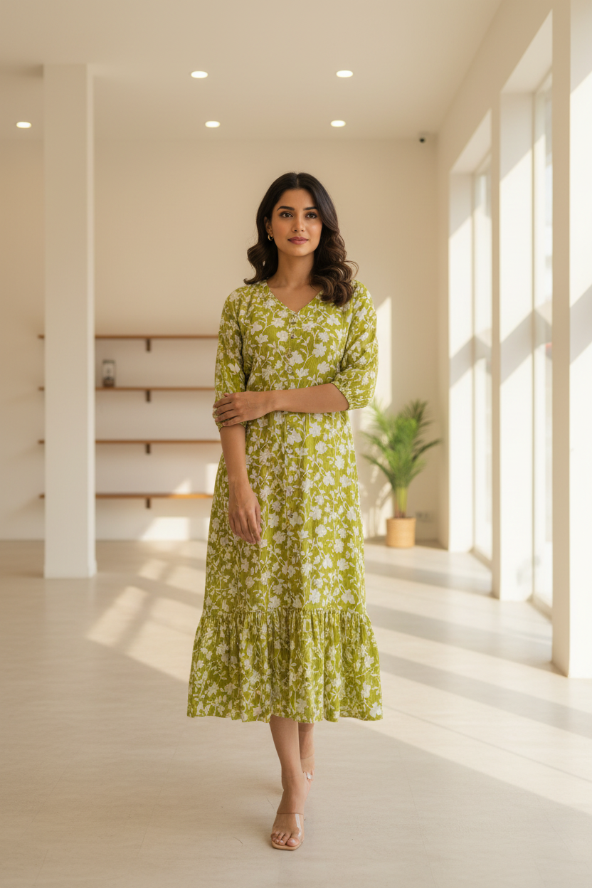Pure Cotton Floral Frock/Kurti
