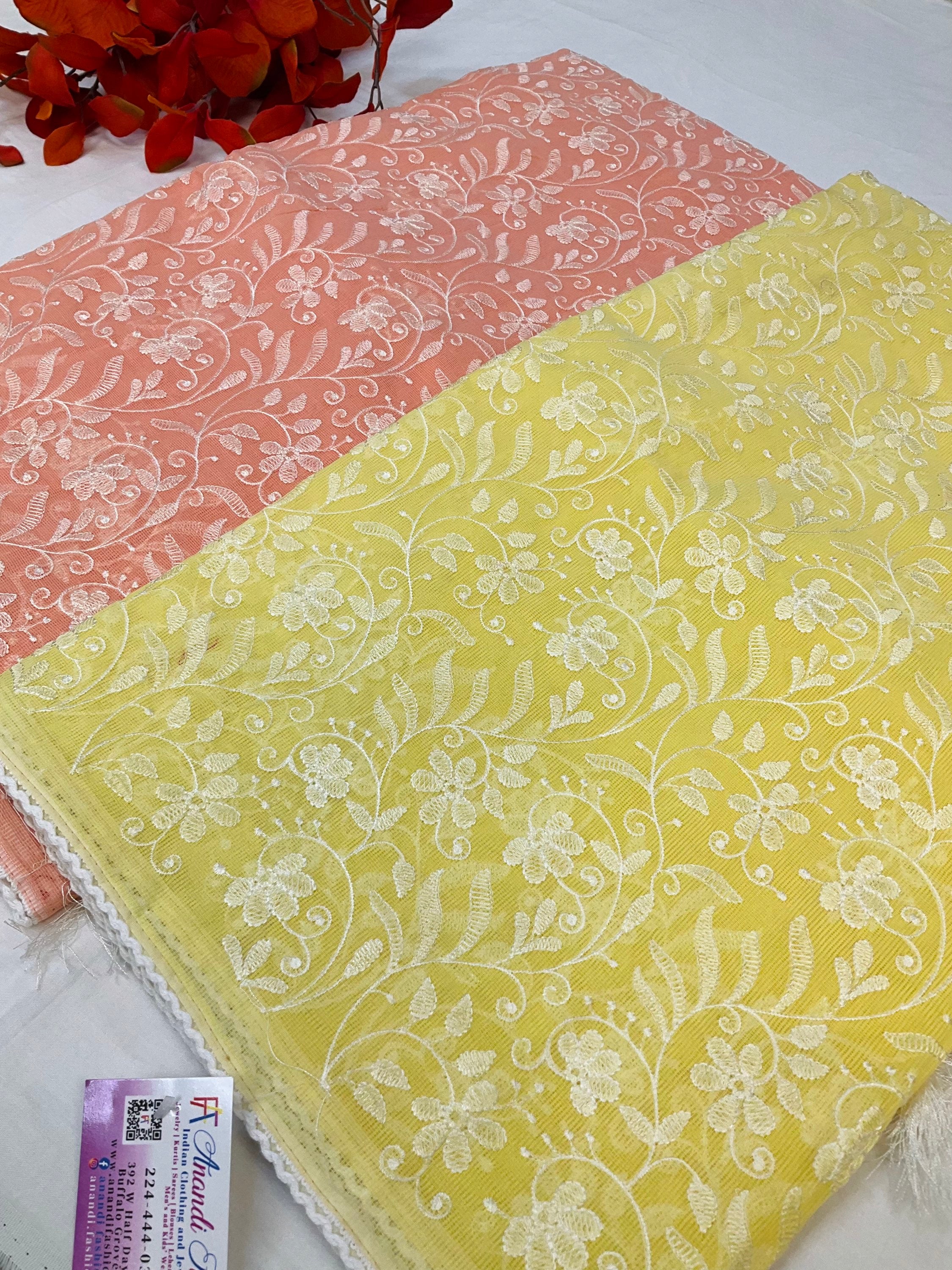 Classic Super net sarees with Full thread embroidery  image 1