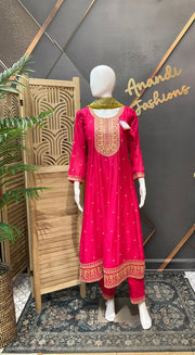 Pink Party Wear Anarakali Kurti set