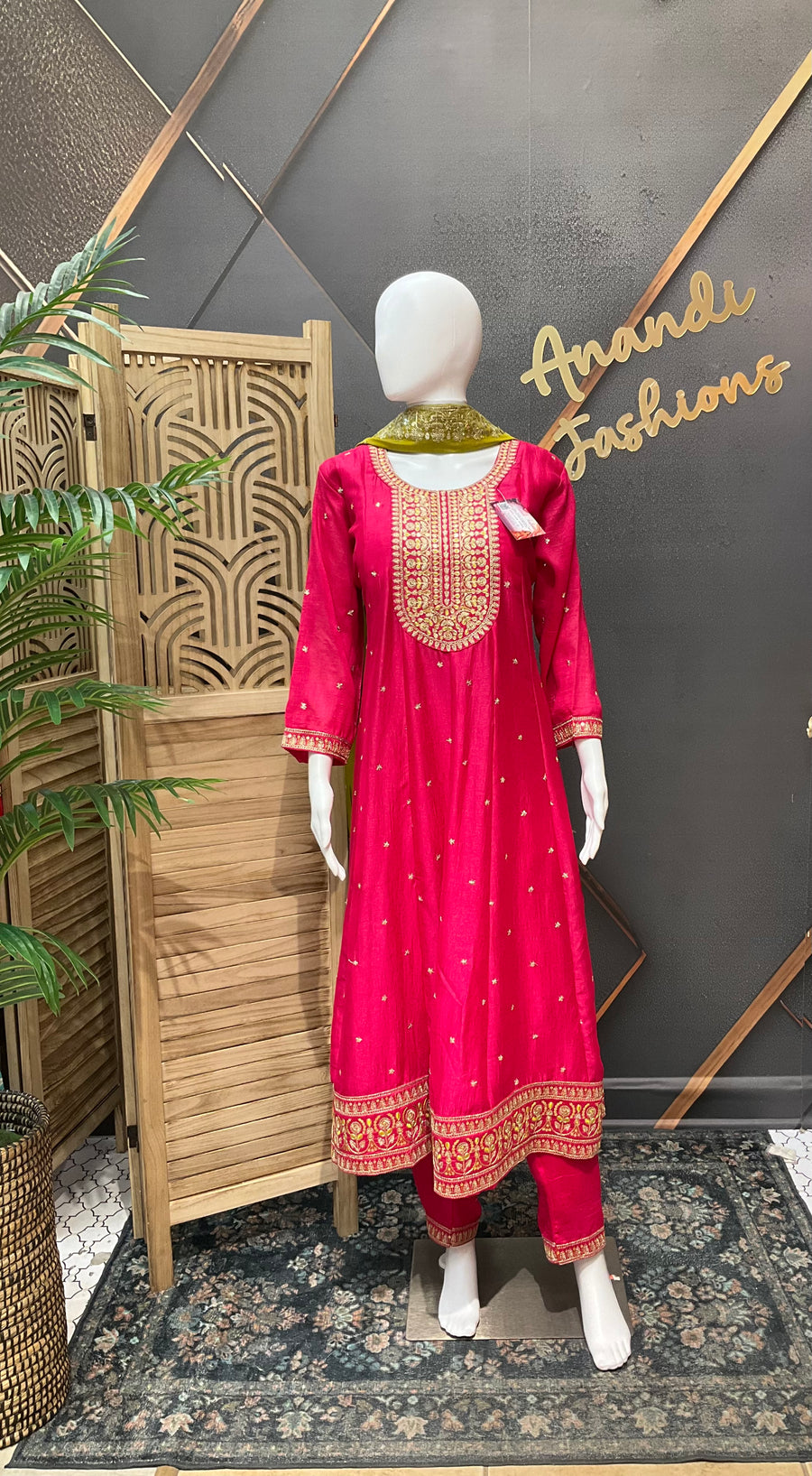 Pink Party Wear Anarakali Kurti set