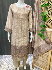 Plus Sizes-Satin silk digital print party wear chudidhar set