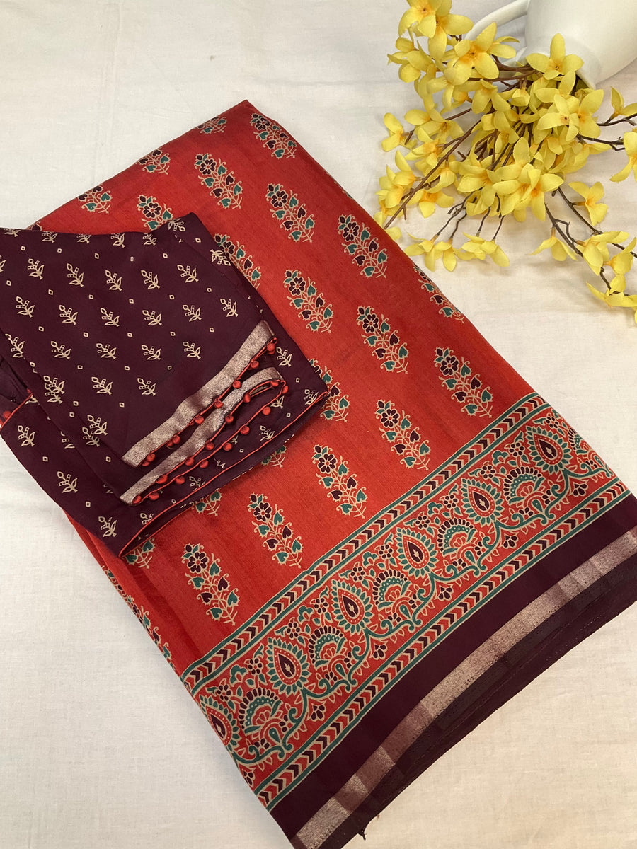 Soft and Lightweight Modal Silk Saree - Blouse Size 40 (Fits up to 44)